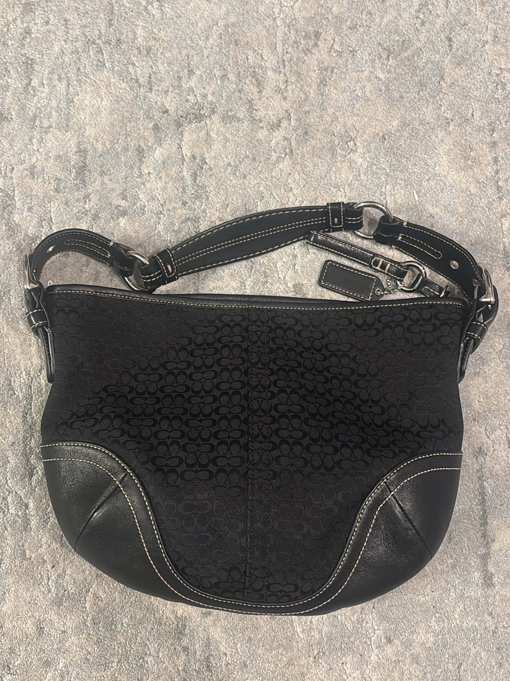 Coach Black Signature Canvas & Leather Shoulder Hobo